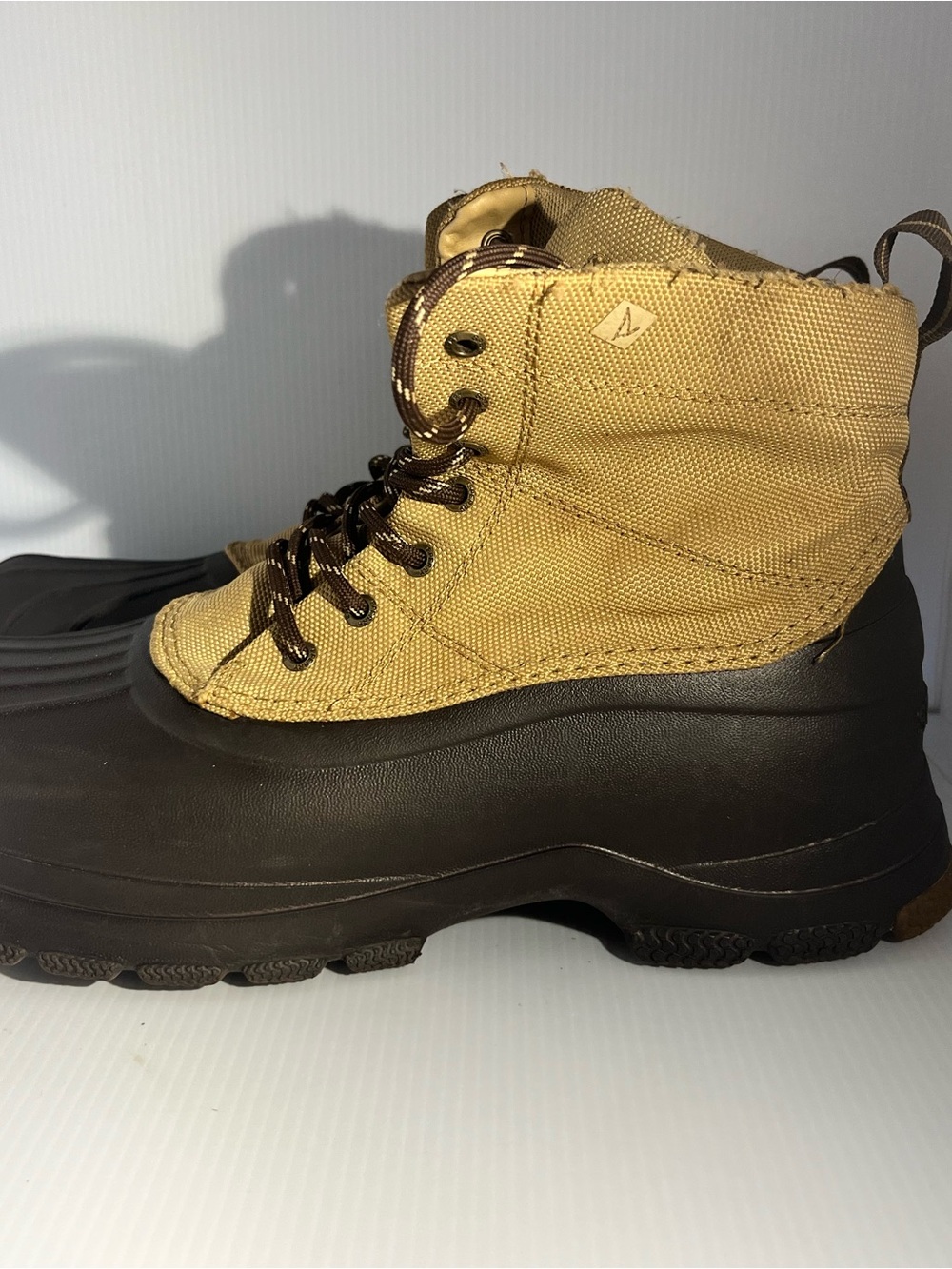 Sperry Two-Tone Tan and Brown Waterproof Duck Boots